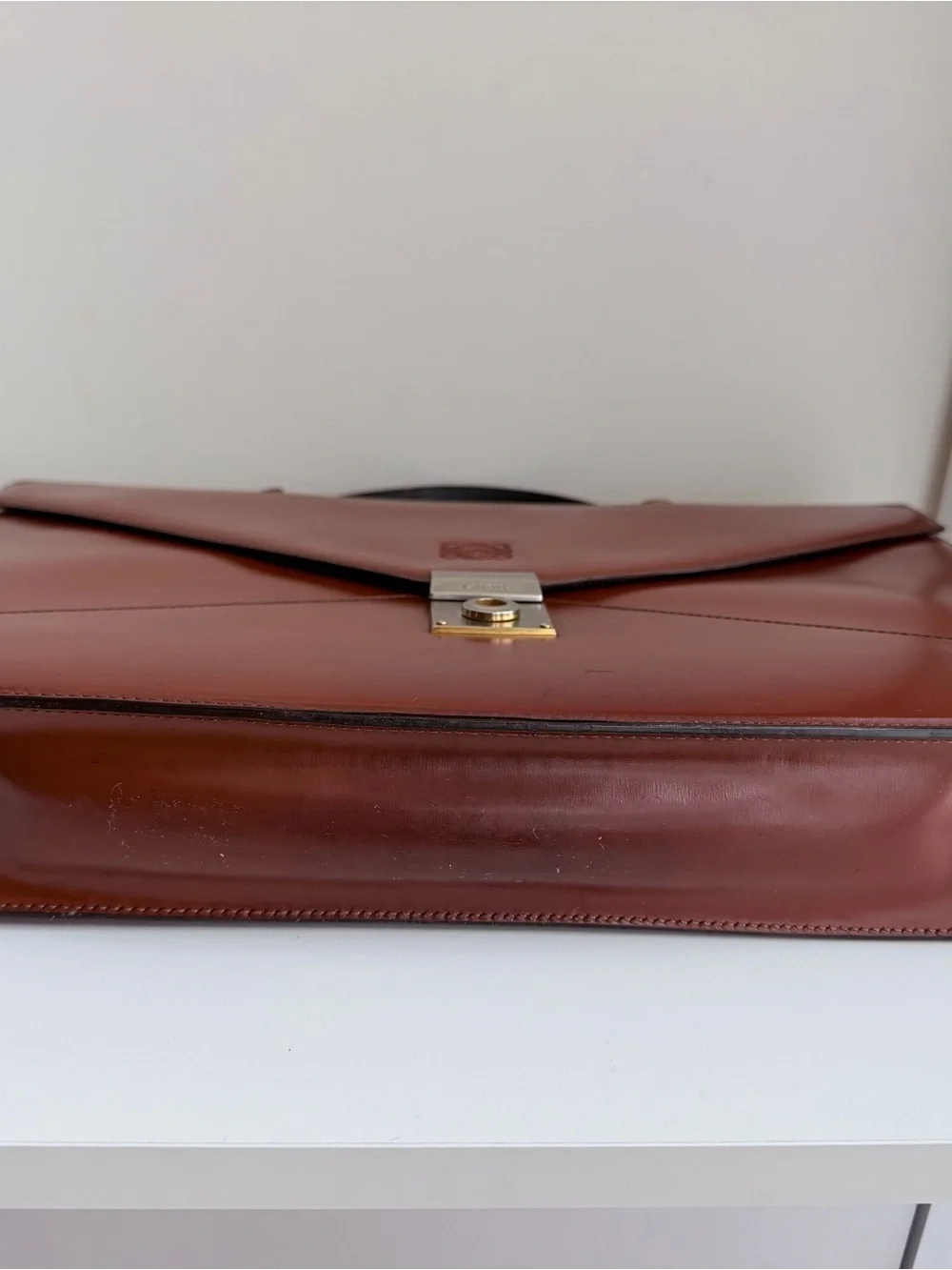 Authentic Loewe Anagram Day Promatico Business Bag Leather Briefcase